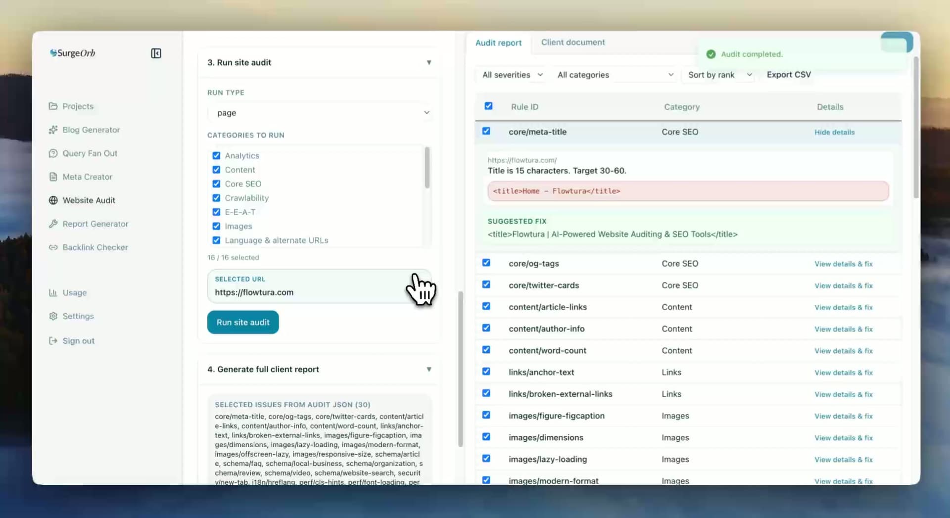 Analyse Every Page with an Instant On Page SEO Report